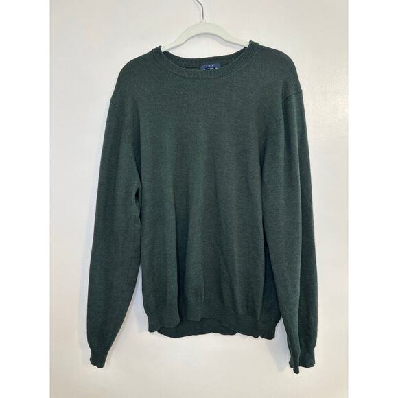 Brooks Brothers Mens Strech Hunter Green Merino Wool Blend Crew Sweater Large - Picture 1 of 6